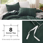 Bedsure Luxury Duvet Cover Queen Size - Striped Tufted Boho Bedding Set, Shabby Chic Home Bedding (90"x90") with 2 Pillowcases for All Season, Forest Green，Comforter Not Included