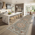 Kitchen Runner Rug Non Slip Washable 2.5x10, Soft Ultra-Thin Entryway Rug Runners for Hallways, Carpet Runner for Living Room,Kitchen, Laundry, Bathroom(Grey/Brown/Tan,2.5'x10')