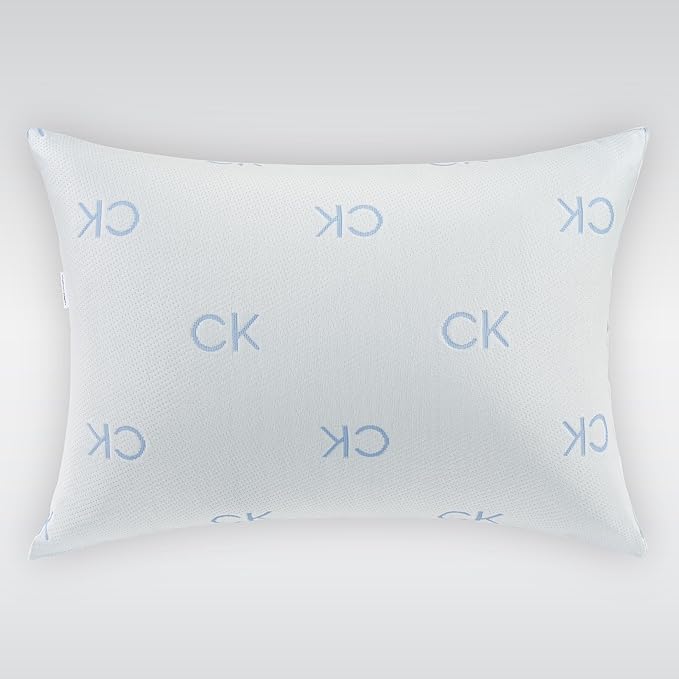 Calvin Klein Cooling Knit 20" x 28" Standard/Queen Size Set of 2 Bed Pillows for Sleeping, White