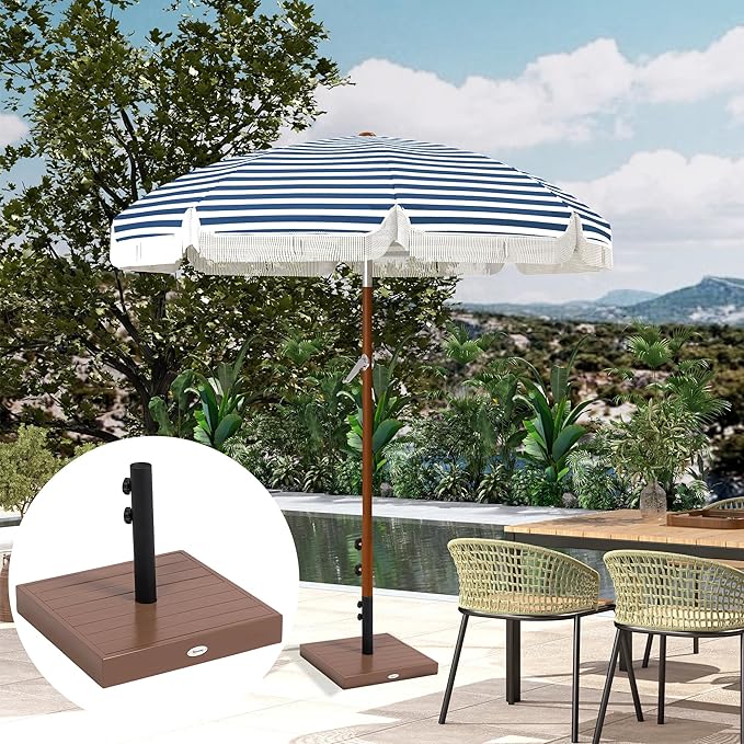 Outsunny Square Patio Umbrella Base, 42 lbs. Concrete Heavy Duty Umbrella Base with Holder for 1.25"/1.5" Poles for Outdoor, Lawn, Poolside, Coffee