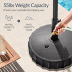 Best Choice Products Fillable Umbrella Base Stand Fluted Design Plastic Patio Umbrella Base Stand, Pole Holder for Outdoor, Lawn w/ 55lbs Weight Capacity, Adjustment Knob