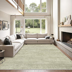 Art&Tuft Washable Rugs 5x7, Low Pile Area Rugs for Living Room - Non Slip and Stain Resistant Soft Thin 5x7 Rug for Bedroom, Dining Room, Kitchen, Office, Green