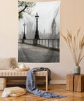 Ambesonne London Tapestry, Big Ben View from the Street Palace of Westminster Touristic Britain, Fabric Wall Hanging Decor for Bedroom Living Room Dorm, 23" X 28", Off White Brown