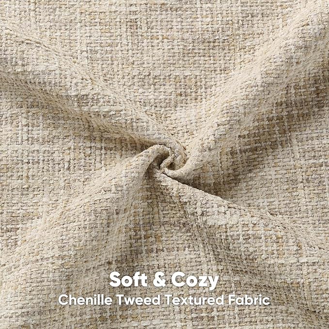 FUTEI Beige Decorative Throw Pillow Covers 16x16 Inch Set of 2,Soft Chenille Tweed Textured Cushion Case,Modern Home Decor for Couch Bed Living Room