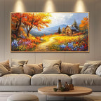FUHAIHUA Wood Framed Canvas Wall Art For Living Room Large Wall Decor For Office Bedroom Decoration Reddish Orange Tree Picture Farmhouse Painting Artwork Room Wall Mural Aesthetic Home Decor 30x60