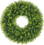 20 Inch Boxwood Front Door Wreaths, Spring and Summer Outdoor Wreath for Front Door, All Seasons Artificial Green Wreath for Farmhouse Wedding Porch Wall St Patricks Day Indoor Decorations