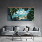 Canvas Wall Art Decor Wall Pictures for Living Room Artwork for Walls Large Landscape Natural Wall Art Decorations Framed Green Coastal Wall Art Prints Seaside Path Home Office Decor 29" x 58"