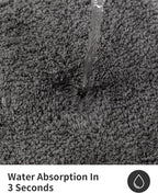 ILANGO Dark Gray Bathroom Rugs 24" × 17" Small Non Slip & Super Absorbent Extra Thick Soft, Washable Bath Mat for Floor, Microfiber Plush Shaggy Bath Rug with Rubber for Bathtub Shower Room Sink