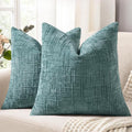 decorUhome Spring Teal Chenille Throw Pillow Covers 16x16 Set of 2 Textured Soft Cozy Slubby Couch Pillow Covers Modern Farmhouse Boho Decorative Pillow Cases for Bed Sofa Living Room