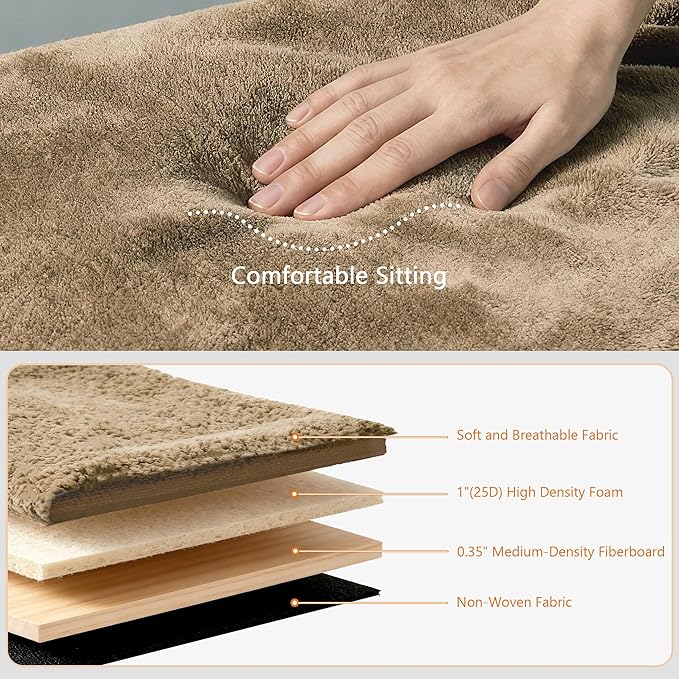 GLAXYFUR Oval Storage Ottoman Bench, Sherpa Foot Rest, 43 Inch Folding Chest for Living Room, Bedroom, Brown