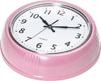Bernhard Products Retro Wall Clock 12 Inch Pink Kitchen 50's Vintage Design Round Silent Non Ticking Battery Operated Quality Quartz for Home Office Baby Nursery Girls Room Classroom, Easy to Read