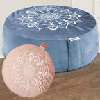 Hihealer Meditation Cushion, Traditional Tibetan Meditation Pillow Velvet Cover - Large Floor Cushion Seating for Adults - Yoga Buckwheat Bolster for Women、Moms