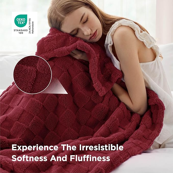 Bedsure GentleSoft Red Throw Blanket for Couch - Super Soft Cozy Blankets Gifts for Women Men Girls, Cute Small Fleece Throws for Bedroom Home Decor, 50x70 Inches
