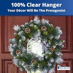 Non Scratch, 100% Clear 12 in Wreath Hanger. Christmas Wreaths Holder for Hanging Fall Halloween Decorations Over Front or Garage Door. Best Long Hook for Indoor or Outdoor Home Decor