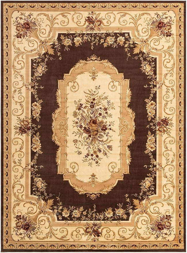 Rugs.com Chateau Collection Rug – 9' x 12' Brown Medium Rug Perfect for Living Rooms, Large Dining Rooms, Open Floorplans