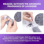 French Lavender Sachets for Drawers and Closets Fresh Scents, Set of 24, Home Fragrance Sachet for Closets and Drawers, White, LV-C-24-2