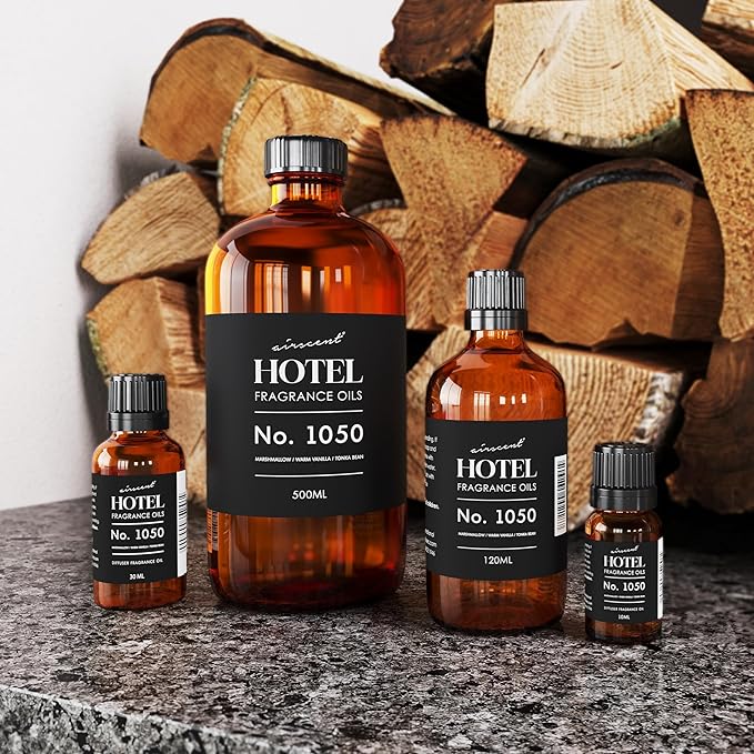 AirScent Warm Vanilla Ritzy Hotel Fragrance Oil No. 1050 - Marshmallow Vanilla Tonka Bean - Hotel Diffuser Oil for Ultrasonic and Waterless Diffusers and Crafting - 10 mL, 0.34 fl oz Dropper Bottle