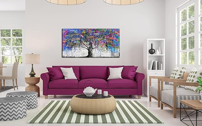 CIRABKY Tree Wall-Art For Bedroom - Abstract Art Wall Decor - Graffiti Wall Art For Living Room Large Size Colorful Pictures Poster Ready To Hang 40" x 20"