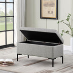 HomePop Upholstered Storage Bench with Metal Leg, 32" W, Gray Fabric