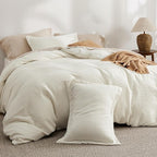 Bedsure Luxury Waffle Duvet Cover King Size - Textured Duvet Cover Set, Soft, Breathable Bedding Set (104"x90") with 2 Pillow Shams for All Season, Irovy White, Comforter Not Included