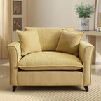 ERYE Modern Chenille Upholstered Accent Chair Wider Seat Leisure Cushion Armchair with 2 Pillows and Removable Cover for Home Apartment Office Living Room Bedroom