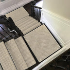 PURE ERA Bullnose Carpet Stair Treads Tape Free Non-Slip Indoor Stair Protectors Pet Friendly Stair Treads for Wooden Steps 9.5" x 30"(2 Pieces,Cream Gray Mini-Diamond Trellis)