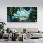 Canvas Wall Art Decor Large Wall Art Pictures for Living Room Artwork for Walls Landscape Natural Wall Art Decor Green Coastal Wall Art Prints Seaside Path Art Work for Home Office Wall Decor 29"x58"