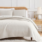 Southshore Fine Living, Inc. Twin Quilt Bedding Set, Soft Brushed Microfiber XL Twin Bedspread Coverlet, Stain & Pet Hair Resistant Bedding, XL Bedspread with Matching Pillow Sham, Natural Beige