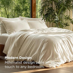Bedsure 100% Rayon Derived from Bamboo Duvet Cover King Size - Lightweight Silky Cooling Comforter Cover Set for Hot Sleepers, Breathable & Moisture-Wicking Bedding Set, Light Beige