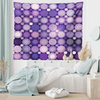 Ambesonne Modern Tapestry, Geometrical Violet Circles Round Disco Inspired Design Work of Art, Fabric Wall Hanging Decor for Bedroom Living Room Dorm, 28" X 23", Baby Pink Purple