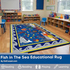 KIDCARPET.COM Fish in The Sea Rectangle Classroom Rug | Bordered Area Rug for Preschool Daycare Learning, 4' x 6'