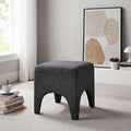 17" Boucle Modern Square Foot Stool Ottoman, Vanity Stool for Makeup, Rectangle Foot Rest for Couch, Upholstered Ottoman Stool for Living Room, Bedroom, Entryway (1, Dark Grey)