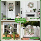 Wreaths for Front Door, 24 Inch Spring/Summer Front Door Wreath, Colorful Paper Flower Wreath for All Seasons for Indoor Home Wall Window Office Wedding Farmhouse Decor (Light Pink)