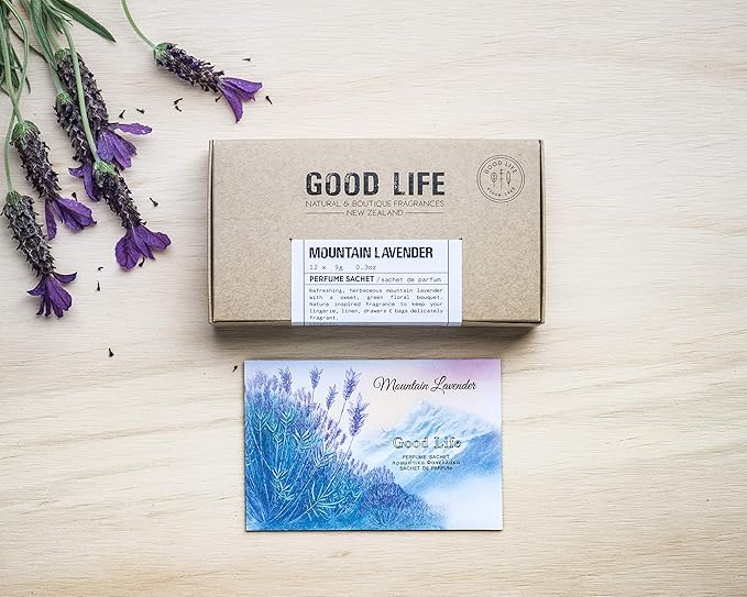 Good Life Mountain Lavender Scented Sachets | Designed and Manufactured in New Zealand | 12 Sachets