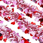 26.2 Feet Valentine's Day Heart Tinsel Garland Love Party Metallic Tinsel Shiny Garland Hanging Decoration for Valentine Wedding Anniversary Party Supplies