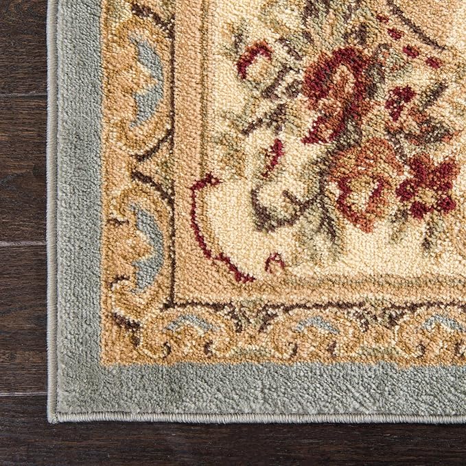 Rugs.com Chateau Collection Rug – 8 Ft Square Light Blue Medium Rug Perfect for Living Rooms, Kitchens, Entryways