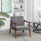 Accent Chair with Velvet Upholstery and Solid Wood Frame, Classic Mid-Century Modern Living Room Furniture for Extra Seating, Grey