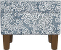 Spatial Order Home Decor | Dinah Collection Modern Storage Ottoman | Ottoman with Storage for Living Room & Bedroom(Blue Denim Jacobean Print)