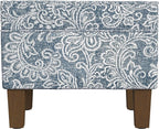 Spatial Order Home Decor | Dinah Collection Modern Storage Ottoman | Ottoman with Storage for Living Room & Bedroom(Blue Denim Jacobean Print)