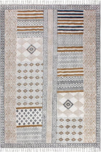 Area Rugs for Living Room 7x10 Kilim Rug Brown & Black Cotton Dhurrie Geometric Thick 0.19 inches Stone Easy Washable Rug Hand Wash Cotton Carpet Flatweave Rug Indoor Outdoor Rugs for Bedroom