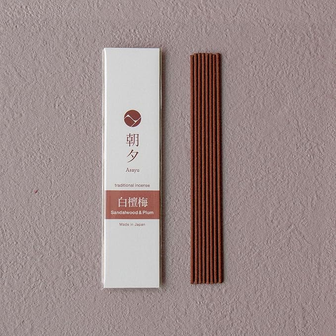 Asayu Japan Incense Gift Set - Sandalwood Scent Collection - Ceramic Holder + 5 Sandalwood Blends (20g Each) - Made in Japan - for Yoga, Meditation & Relaxation