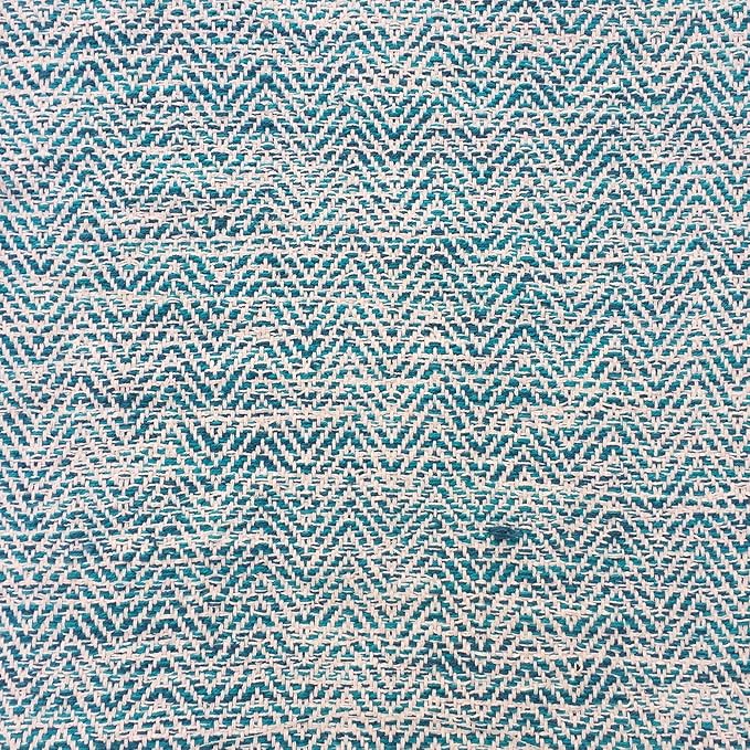 SIMPLIHOME Nate Square Pouf - 20 inch Wide Upholstered Handwoven Cotton Ottoman in Patterned Teal Melange, Boho Footstool or Extra Seating for Living Room with Artisanal Texture, Assembled