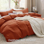 Bedsure Terracotta Duvet Cover Twin/Twin XL Size - 2 Pieces Prewashed Polyester Extra Soft Bedding Set, Includes 1 Twin Duvet Cover 68''x90'' with Zipper Closure & 1 Pillow Sham, No Comforter
