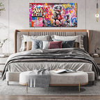 CIRABKY Graffiti Wall Art - Colorful Banksy Wall Art - Boy Kiss Girl Print - 20" x 40"