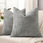 decorUhome Neutral Grey Chenille Euro Sham Throw Pillow Covers 24x24 Set of 2 Textured Soft Cozy Slubby Couch Pillow Covers Modern Farmhouse Boho Decorative Pillow Cases for Bed Sofa Living Room