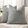 decorUhome Spring Neutral Grey Chenille Throw Pillow Covers 18x18 Set of 2 Textured Soft Cozy Slubby Couch Pillow Covers Modern Farmhouse Boho Decorative Pillow Cases for Bed Sofa Living Room