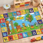 Upgrade Ultra Non Slip Kids ABC Rug for Kids Playroom, 4x7 Washable Alphabet Educational Learning Play Mat for Toddlers Baby, Colorful Carpet with Animals for Nursery, Classroom & Bedroom, 48"x80"