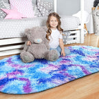 Noahas Oval Fluffy Purple Rainbow Rug 2.6X5.3 Small Kids Rugs for Bedroom Girls And Boys Aesthetic,Bedside Bedroom Rug,Ultra Soft Runner Carpet Modern Shaggy Nursery Area Rugs Home Decor''