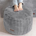 HIGOGOGO Pouf Ottoman Stuffed Round Modern Foam Filled Foot Rest Poufs for Living Room Chair Decorative 20 X 15 Inches Boho Relax Stool for Wedding Christmas Party, Light Grey