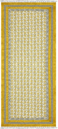 Kilim Runner 4x12 Cotton Runner Rug Yellow & Beige Indoor Outdoor Runner 0.19 inches Stone Easy Washable Hand Wash Cotton Carpet Flatweave Runner Rugs for Hallway, Staircases, Corridor Runner